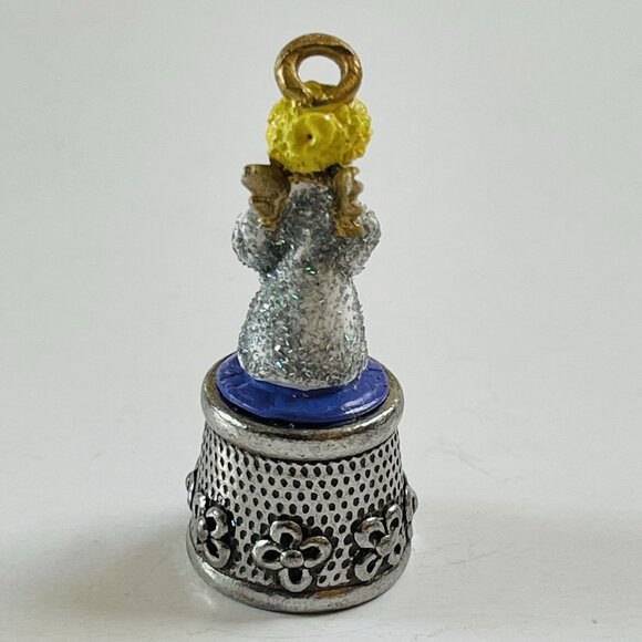 Sewing Quilting Floral Thimble No Size Collectible Angel Top Glitter Decor - Picture 6 of 8
